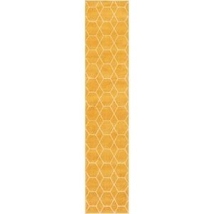 Trellis Frieze Geometric Yellow 2 ft. x 10 ft. Area Rug