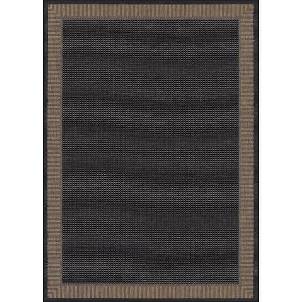 Recife Wicker Stitch Black-Brown 9 ft. x 13 ft. Flatwoven Solid Rectangle Indoor/Outdoor Area Rug