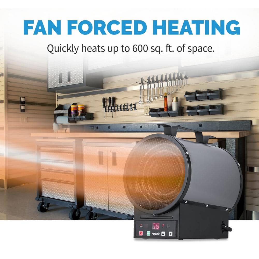 Gray 4800W Electric Garage Heater with Thermostat and Automatic Shut-off