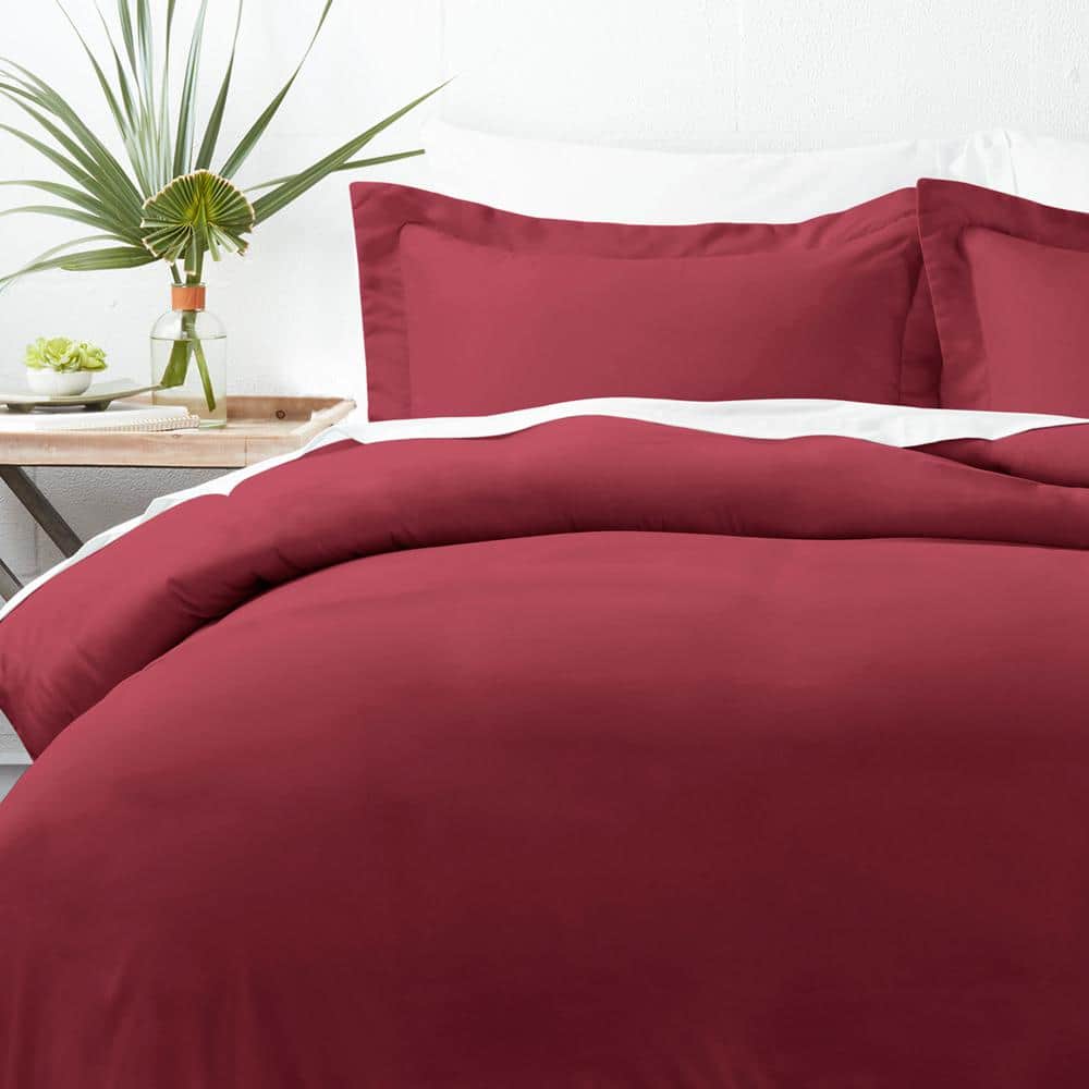 BURGUNDY NEW ARRIVE HIGH QUALITY SOFT SATIN 3PC SINGLE BED SHEET SET
