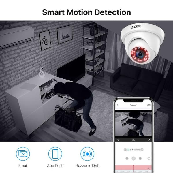 ZOSI 8 Channel 5MP-Lite 1TB Hard Drive DVR Security Camera System