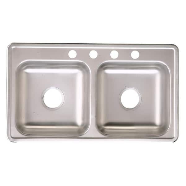 Elkay Neptune Drop-In Stainless Steel 33 in. 4-Hole Double Bowl Kitchen Sink