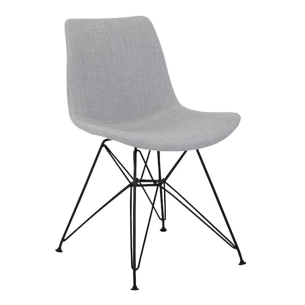 Benjara Gray Fabric Interconnected Metal Legs Dining Chair