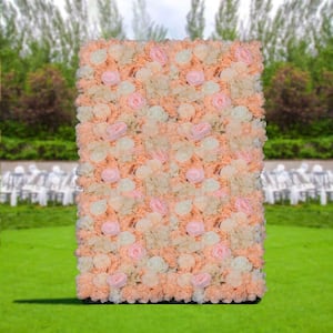 23.6 in. x 15.7 in. Dark Champagne Artificial Rose Floral Arrangements Wall Panels Backdrop Decor (6-Pieces)