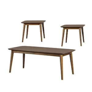 23.5 in. Brown Square Wood Top Rectangular CoffeeSquare End Table (Set of 3)