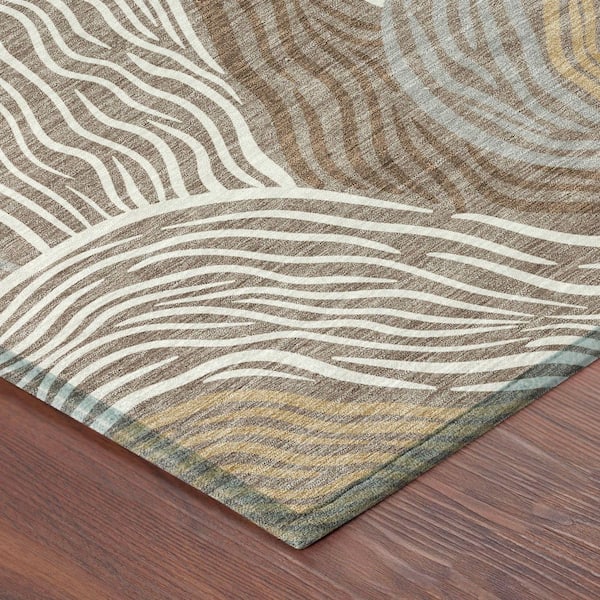 Chantille Machine Washable Indoor/Outdoor Abstract ACN2603 Taupe 9 ft. x 12 ft. Area Rug