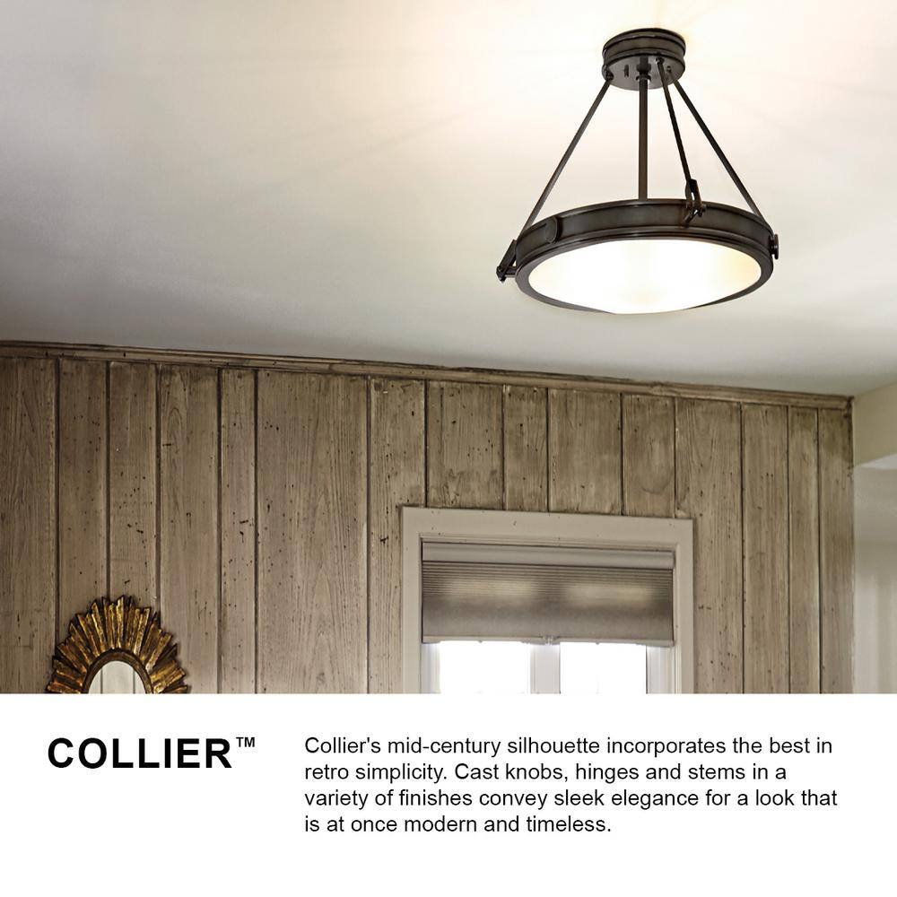 Modern Etched Opal Glass 4-Light Semi-Flush in Light Oiled Bronze