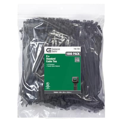 8 in. UV Cable Tie, Black (1000-Pack)
