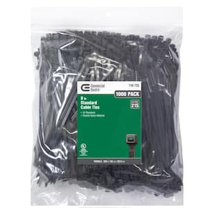 8 in. Standard 50 lb. Tensile Strength UL 21S Rated Cable Zip Ties 1000-Pack UV (Black)