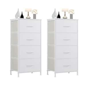 Ximena White 4-Drawer 18 in. W Dressers with Fabric Bins and Steel Frame Storage Organizer Chest of Drawers (Set of 2)