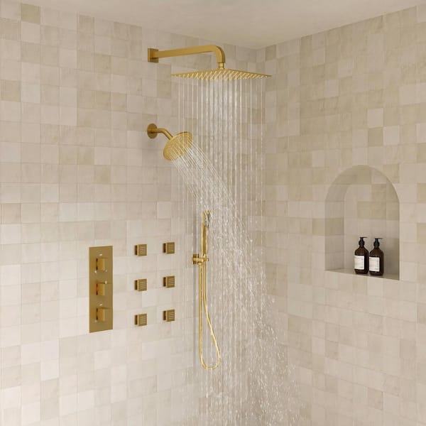 ゴールドスター　シャワーズ YAWWALK Thermostatic Triple Handles 8-Spray Dual Shower Head