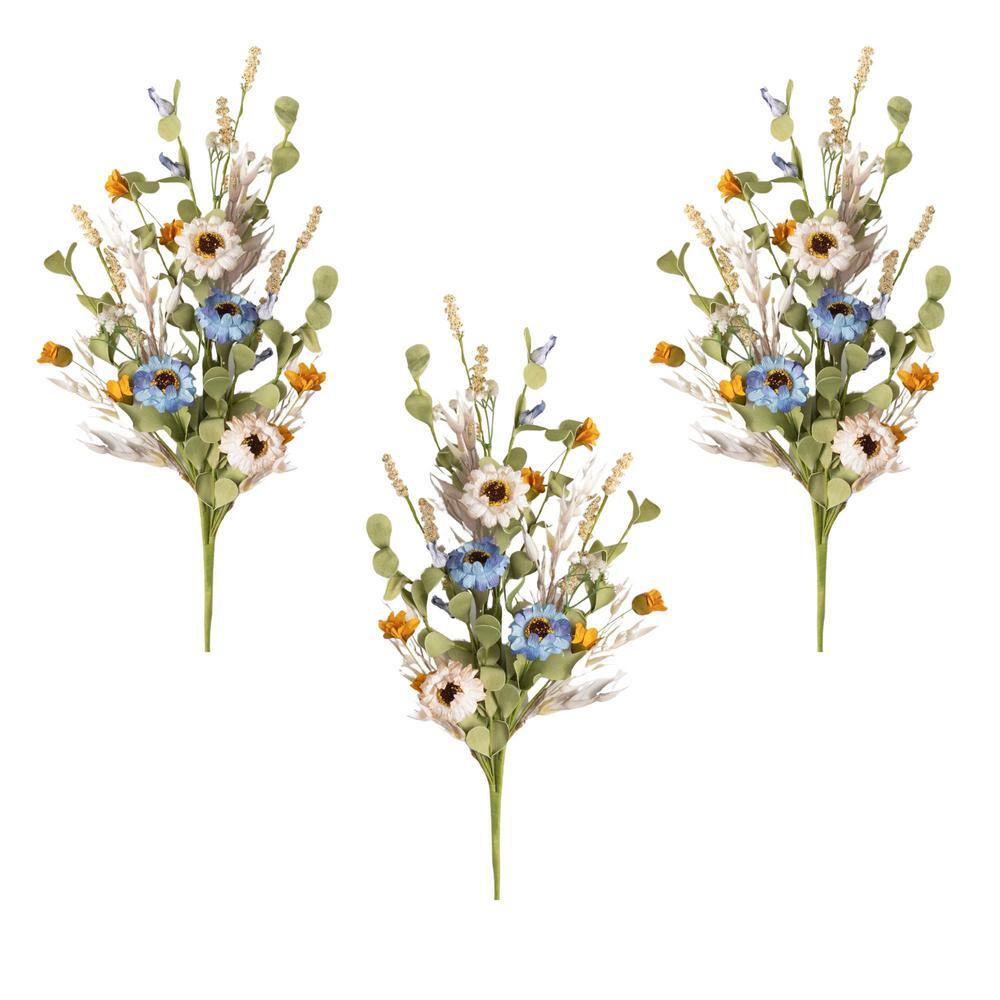 30" Blue and Orange Artificial Summer Wildflower Spray Set