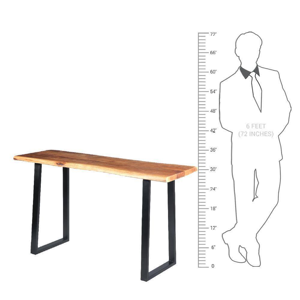 Industrial Black Acacia Wood Live Edge Desk with Metal Legs