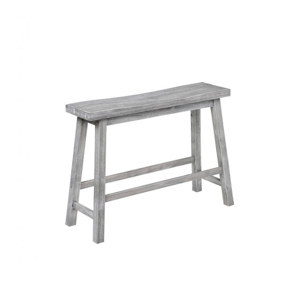 Storm Gray 4-Piece Solid Acacia Wood Pub Set with Saddle Stools