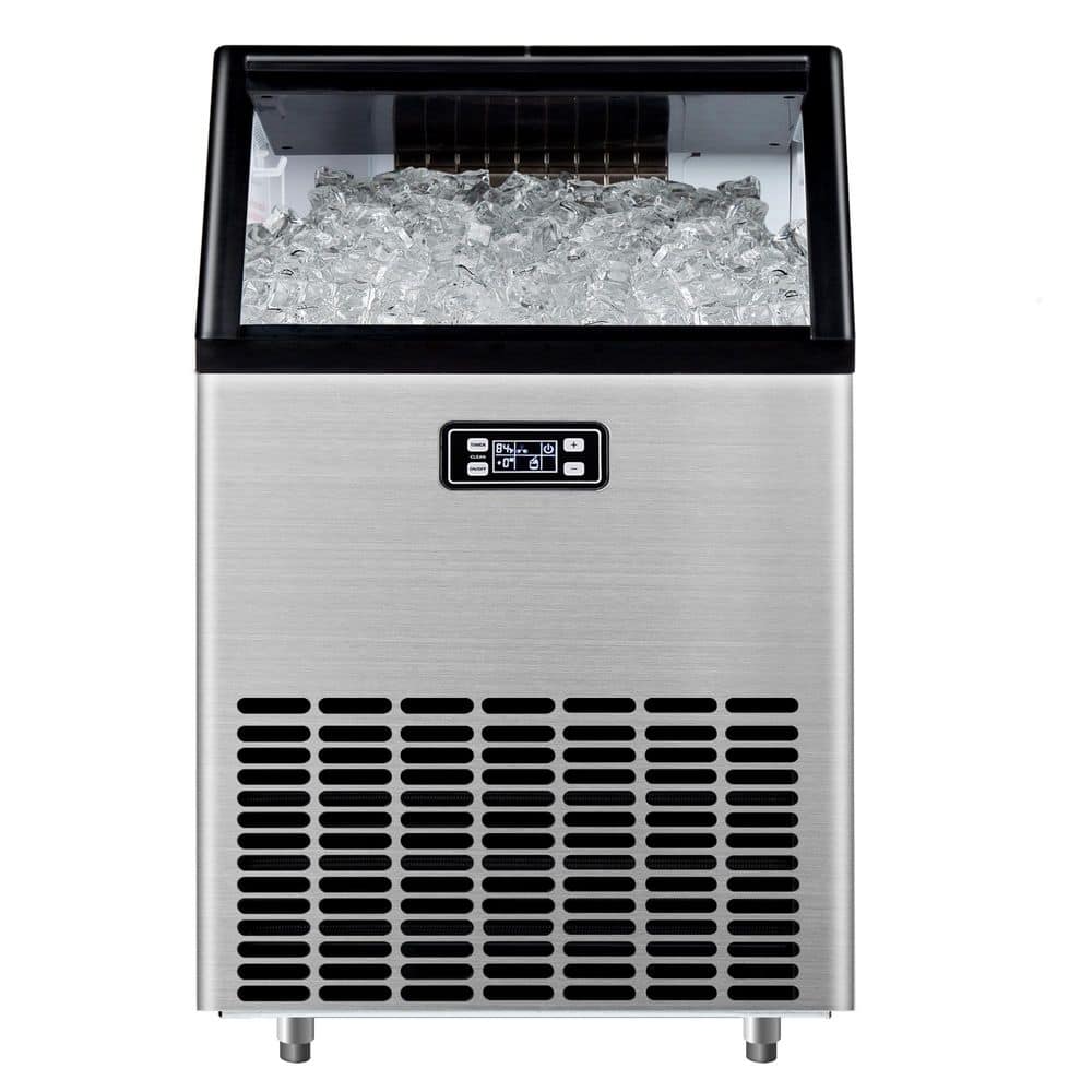 22 in. 200 lbs. /24H Full Size Cubes Undercounter Commercial Ice Maker in Stainless Steel, 65 lbs. Ice Storage Capacity