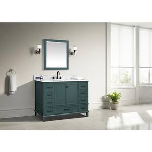 Merryfield 49 in. W x 22 in. D x 35 in. H Bathroom Vanity in Antigua Green with Carrara White Marble Top