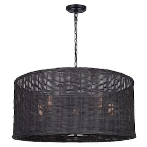 Remee 5 Light Matte Black Modern Chandelier for Dining Rooms and Living Rooms