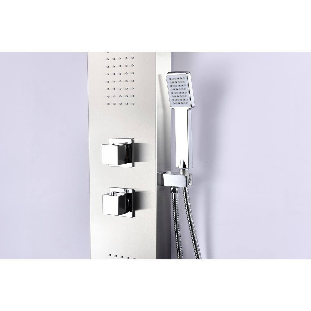 Expanse 64'' Brushed Steel Full Body Shower Panel with Jets