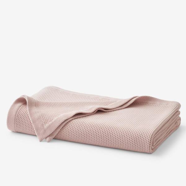 The Company Store Legends Hotel Garter Stitch Pink Blush Cotton Full/Queen Blanket