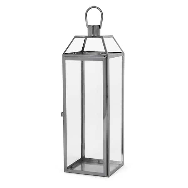 Noble House Doheny 6 in. x 22 in. Black Stainless Steel Lantern
