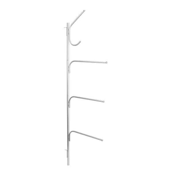 HOUSEHOLD ESSENTIALS Hinge-It Clutterbuster 18.98 in. Wall Mounted Steel Family Towel Bar in Silver