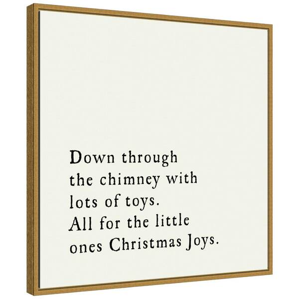 Amanti Art 22 in. Canvas Down Through the Chimney Christmas Holiday Framed Box Wall Art