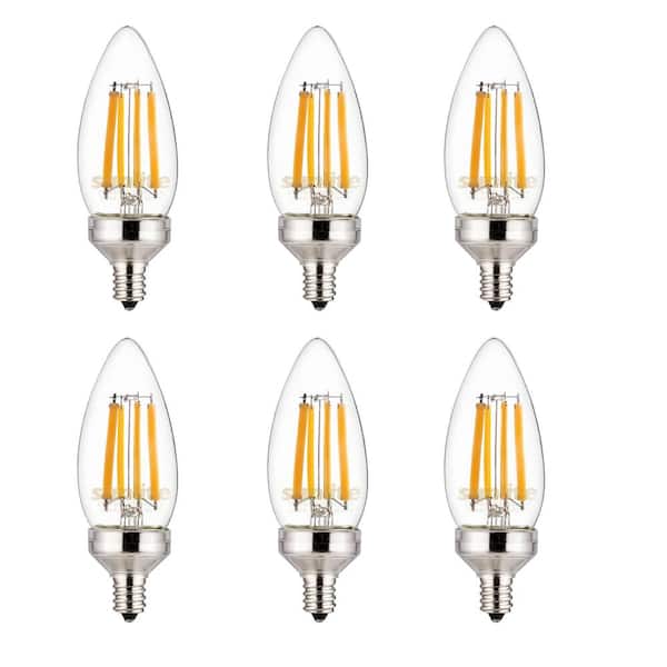 Sunlite 75-Watt Equivalent B11 Dimmable 90 CRI Candelabra E12 Base Vintage Edison LED Light Bulb in Daylight 5000K (6-Pack)