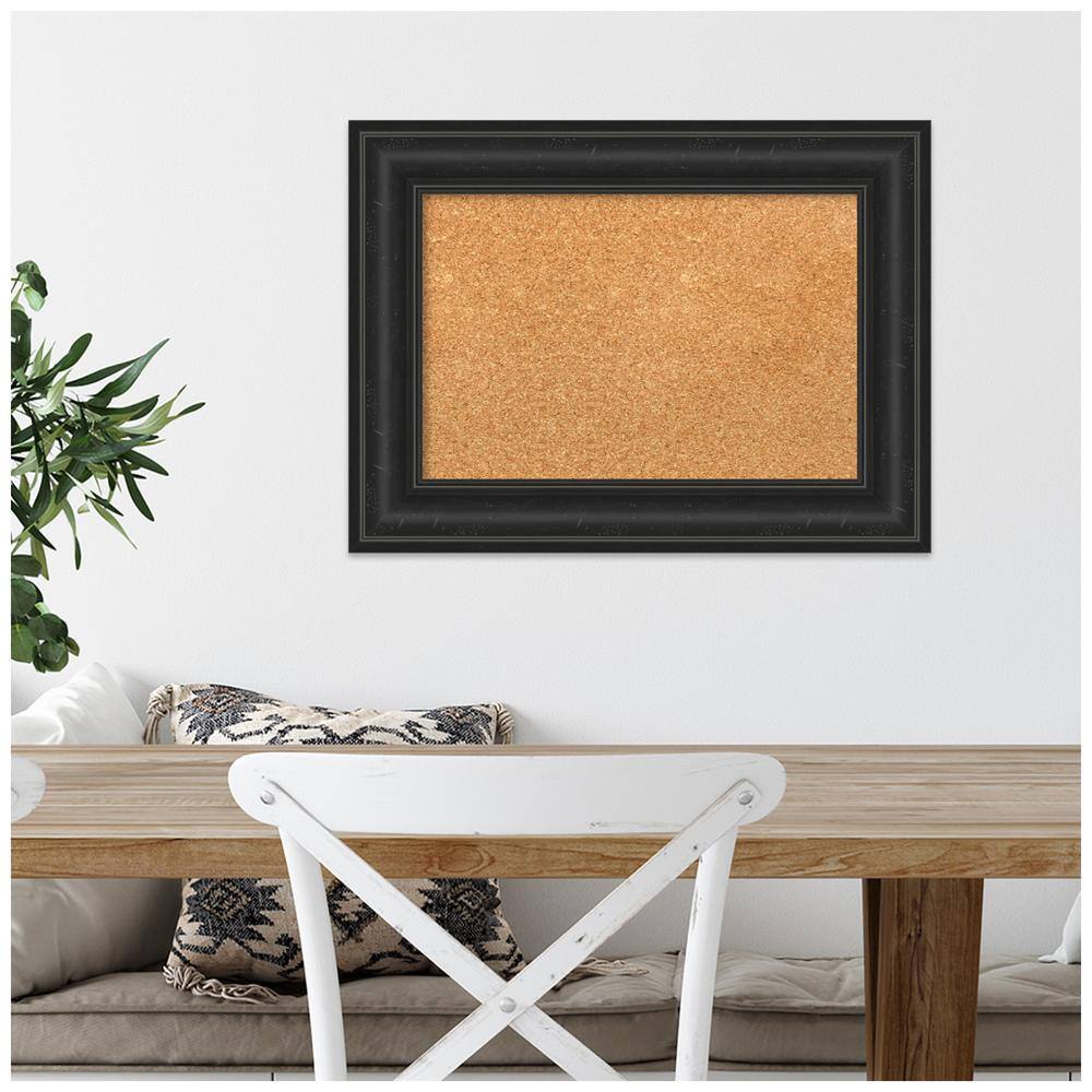Shipwreck Black Framed Natural Cork Bulletin Board 23" x 17"
