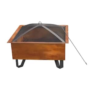 Boxite Steel 26 in. Square Wood-Burning Fire Pit in Copper