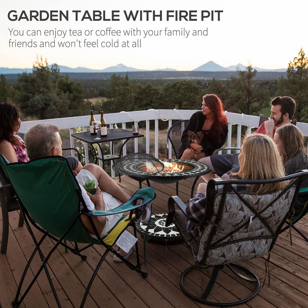 Metal Steel Outdoor Fire Pit Dining Table
