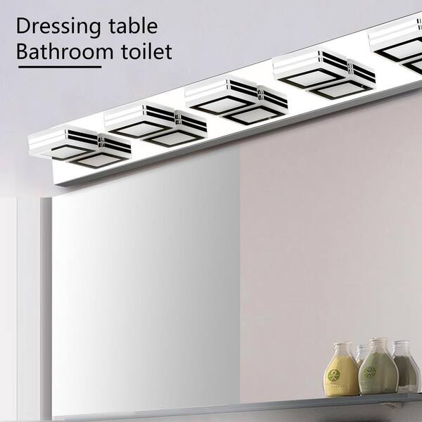 HKMGT 32.2 in. 5-light Chrome LED Vanity Light Over Mirror Bath Wall Lighting Fixtures SZD01L05CM - The Home Depot HKMGT 32.2 in. 5-light Chrome LED Vanity Light Over Mirror Bath Wall Lighting Fixtures SZD01L05CM - The Home Depot