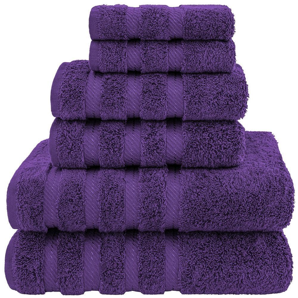 American Soft Linen Purple 6-Piece Turkish Cotton Towel Set 6pc