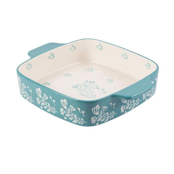 Ceramic Square Baking Pan Rose Pattern Porcelain Chip-Resistant Oven Safe Casserole Lasagna Brownie Dish