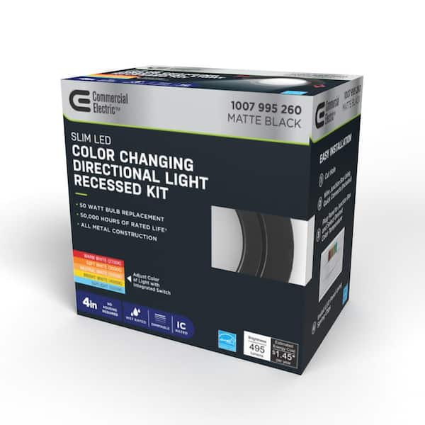 Ultra Directional Integrated LED 4 in Round Adj Color Temp Canless Recessed Light for Kitchen Bath Living rooms, White