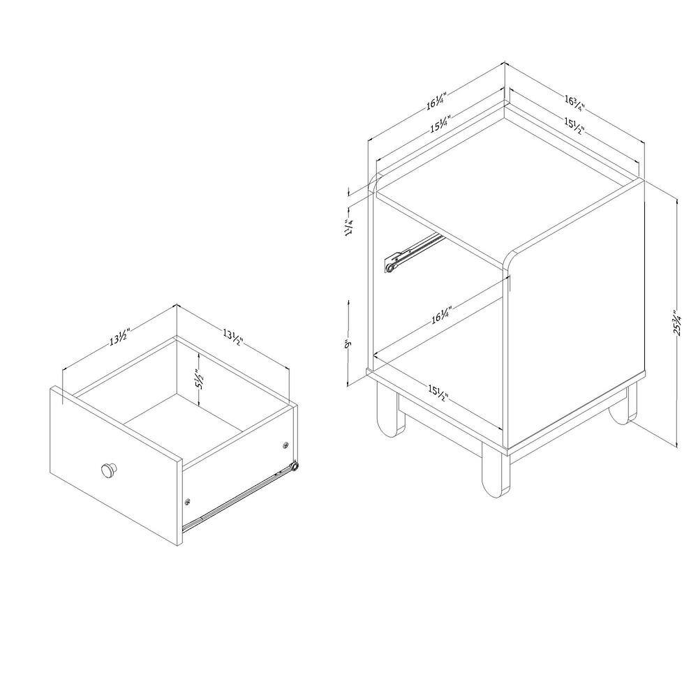 Soft Gray and White 1-Drawer Scandinavian Nightstand
