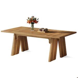 70.9 in. Farmhouse Oak Wooden 4 Legs Dining Table Rectangular Kitchen Table for 6 People