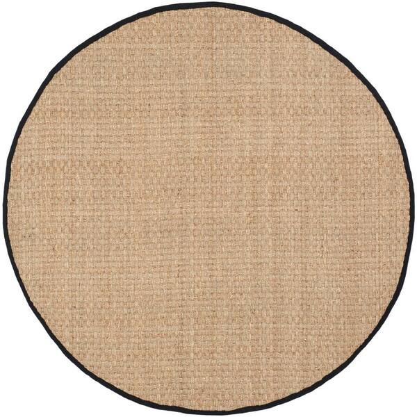 SAFAVIEH Natural Fiber Natural/Black 3 ft. x 3 ft. Border Woven Round Area Rug