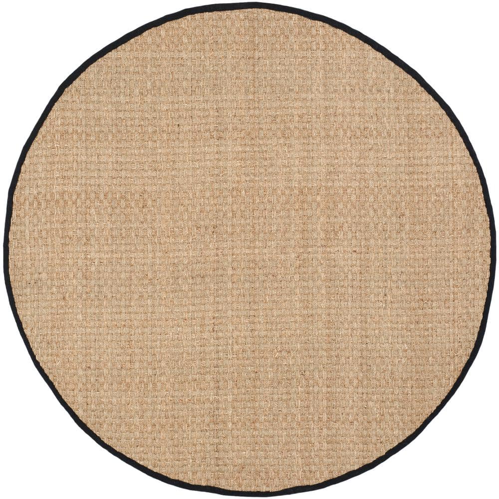 Natural Fiber Natural/Black 5 ft. x 5 ft. Border Woven Round Area Rug price history on PriceWatchPro