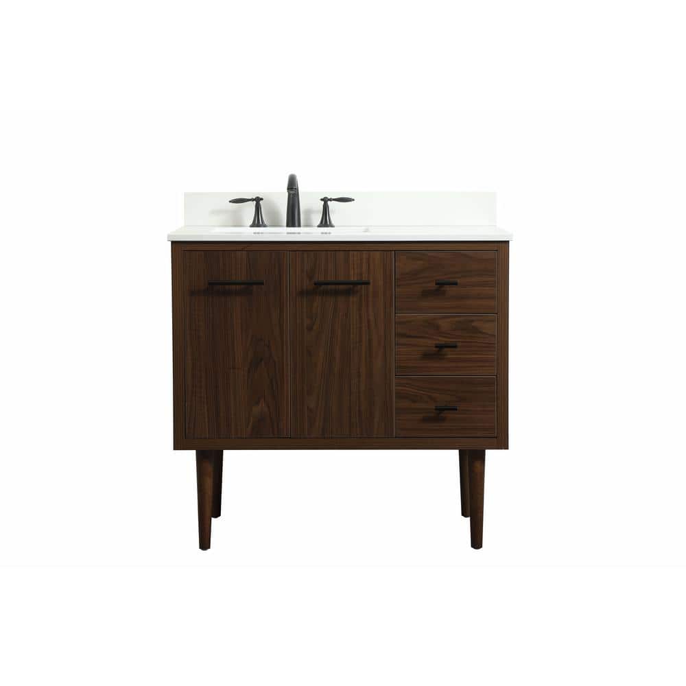 Simply Living 36 in. W x 22 in. D x 33.5 in. H Bath Vanity in Walnut with I