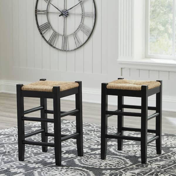 Mirimyn Black / Light Brown Water Hyacinth Counter Height Bar Stool