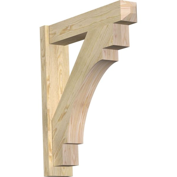 Ekena Millwork 6 in. x 32 in. x 28 in. Douglas Fir Merced Craftsman Rough Sawn Outlooker