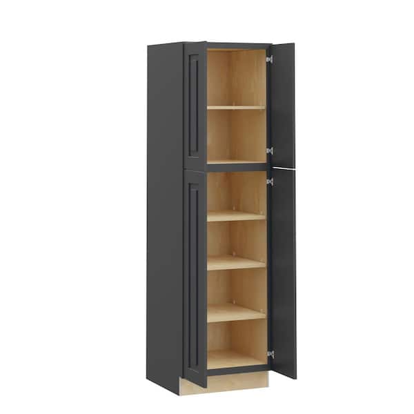 Home Decorators Collection Grayson 24 in. W x 21 in. D x 84 in. H Assembled Plywood Vanity Linen Bath Cabinet in Deep Onyx with Soft Close