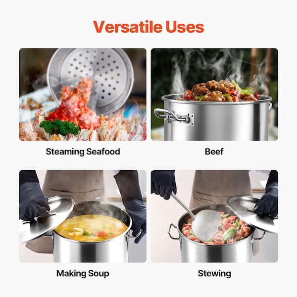 SVOPES 36 qt. Stainless Steel Stockpot, Heavy Duty Cookware with