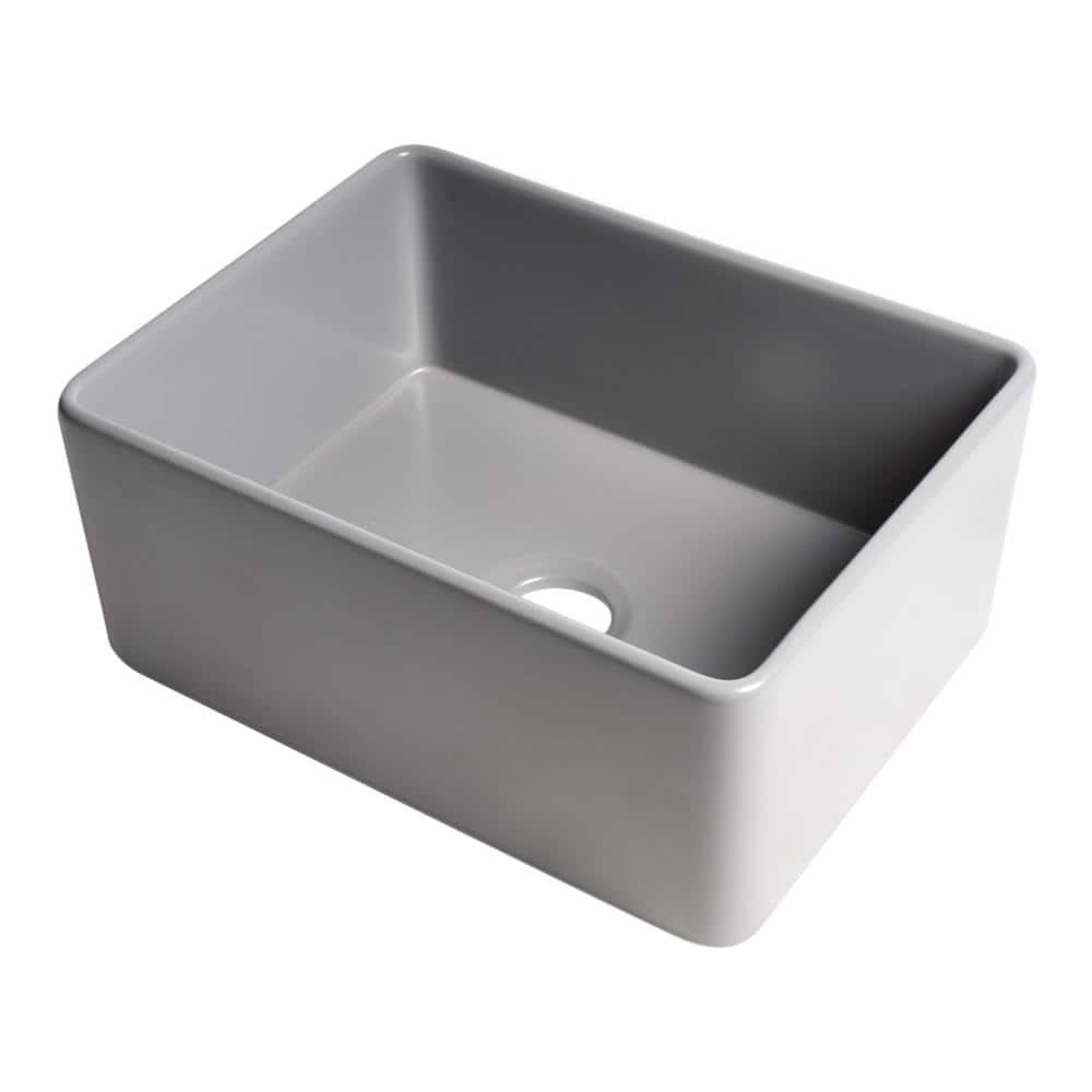 24'' Gray Matte Fireclay Farmhouse Drop-in Kitchen Sink