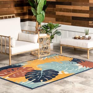 Alannah Tropical Border Indoor/Outdoor Blue 5 ft. x 7 ft. 6 in. Area Rug