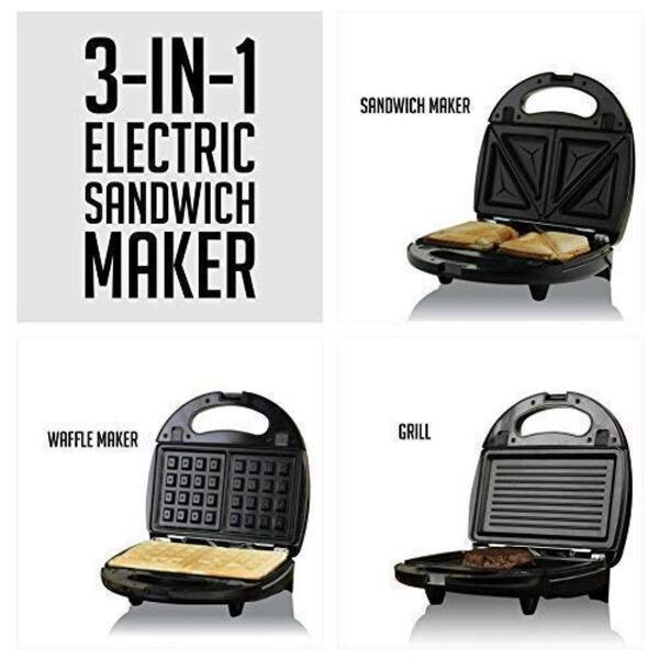 YASHE Sandwich Maker 3 in 1, Piastra per Panini, Tostapane Piastra per Toast, Waffle, Piastre Antiaderenti Rimovibili, 750 W Sandwich Tostapane, Controllo Automatico Della Temperatura, Senza BPA