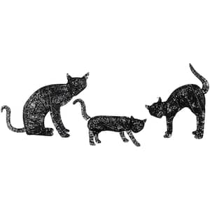 27.5 in. LED Lighted Black Cat Family Outdoor Halloween Decorations (Set of 3)