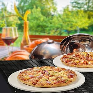 15 in. Round Pizza Stone Set (2-Pack) with Cordierite Heatwell Technology