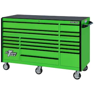 RX Series 72 in. 19 -Drawer Roller Cabinet Tool Chest in Green with Black Handles