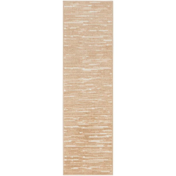Nourison Casual Taupe 2 ft. x 6 ft. Abstract Contemporary Runner Area Rug